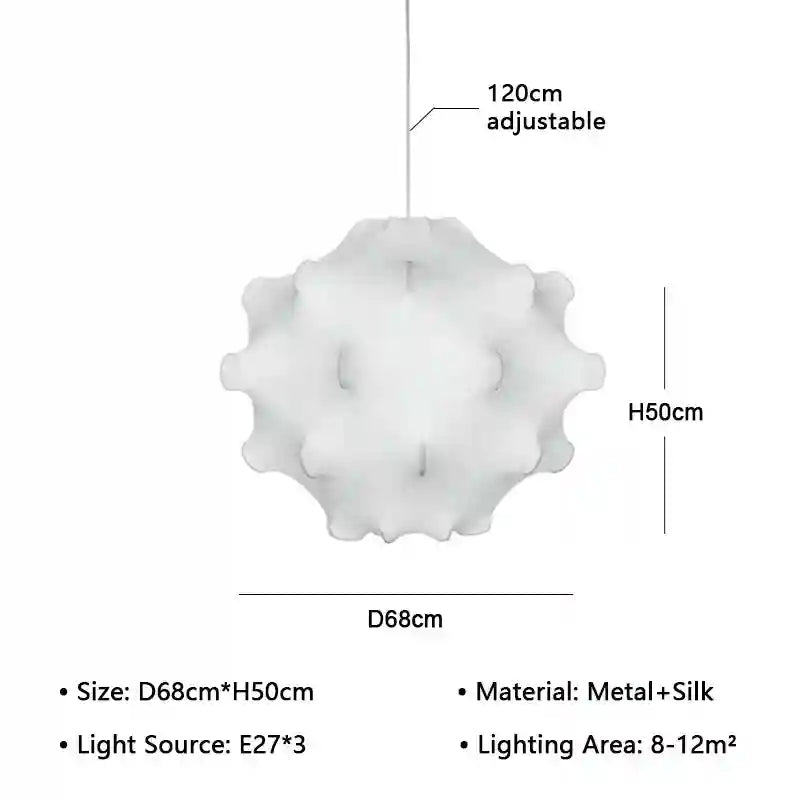 Wabi Sabi Silk Pendant Light | Handmade Aesthetic Chandelier 50-68cm D68cm Tidesmit