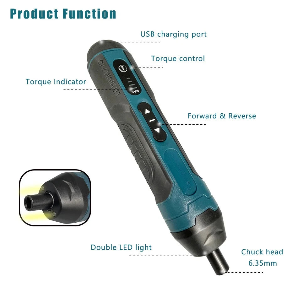 Mini Rechargeable Electric Screwdriver Set Adjustable Torque Cordless Drill for Precision Repair & Electronics Maintenance Tools