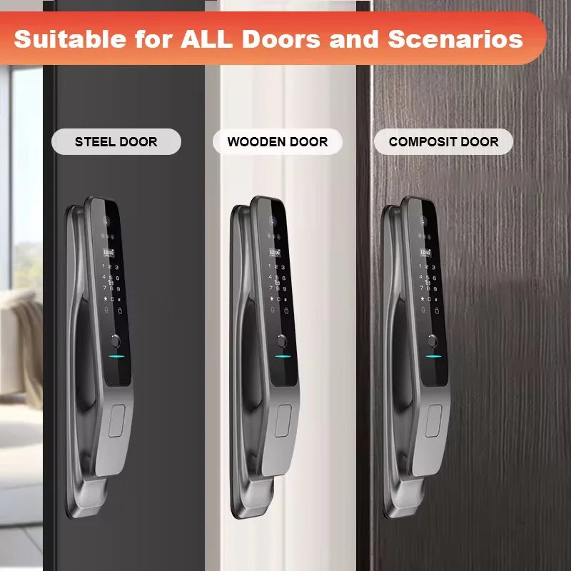 High End Active Monitoring Active Video Intercom Talking WiFi Tuya Smart Door Lock With Camera And Monitor