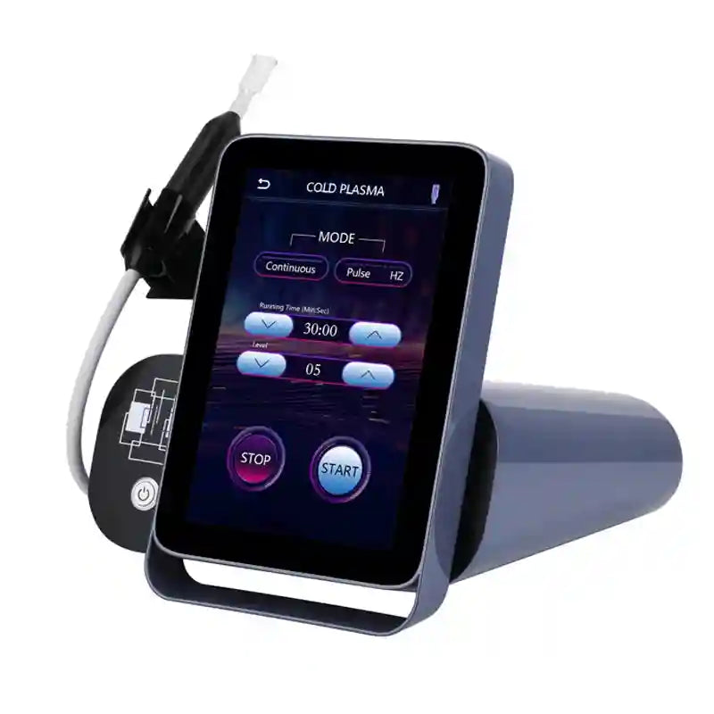 6-in-1 cold plasma beauty device with touchscreen for deep skin cleaning, freckle removal, and anti-phlogosis treatment.