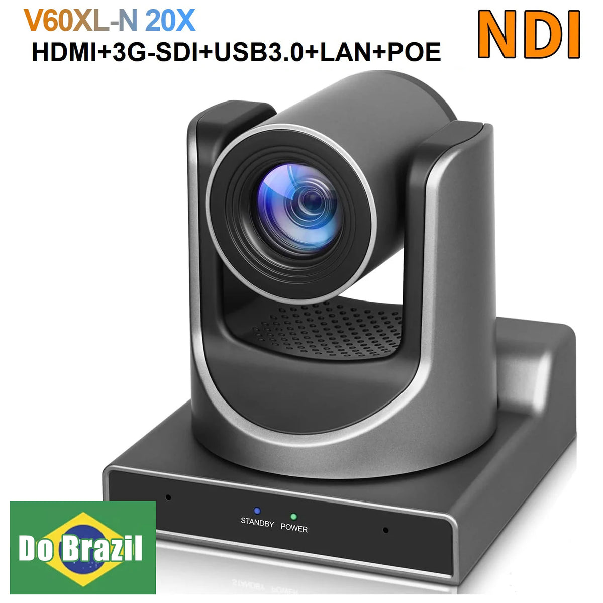 PTZ conference camera on base, 20X lens, NDI HDMI/SDI/USB, PoE