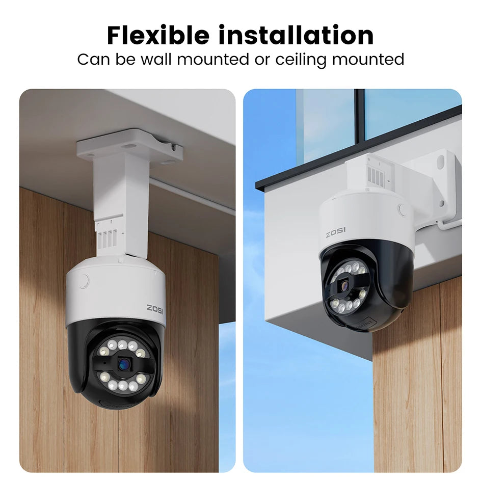 ZOSI C296 4K/3K PoE PTZ Security IP Camera Outdoor AI Detection Starlight Color Night Vision 8MP/5MP HD Video Surveillance Cam