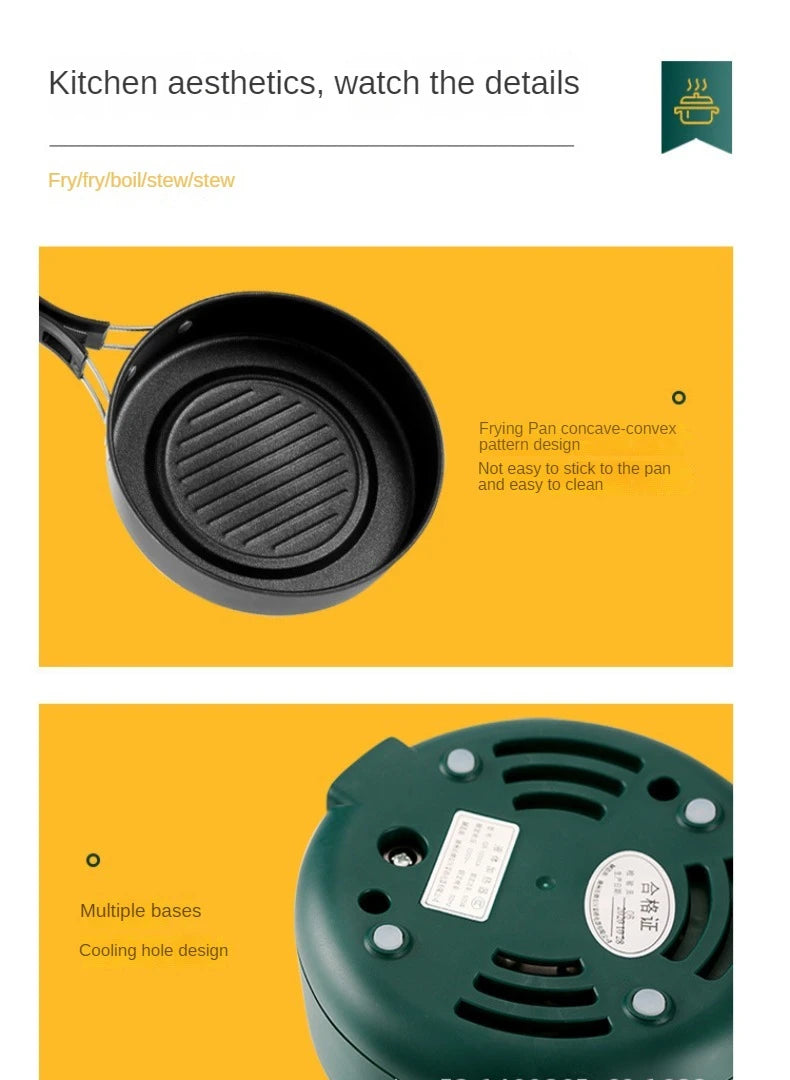 Electric split frying pan insert with black nonstick grill base and vent cover