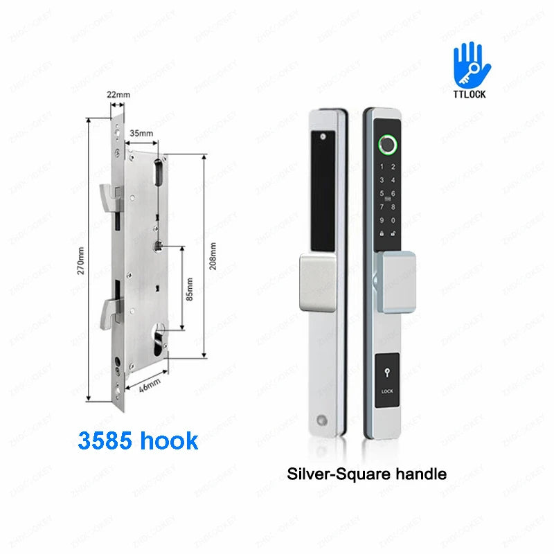 ZHDCOOKEY Biometric Digital Door Lock  Waterproof TTLock APP BLE Fingerprint RFID Card Password Aluminum Sliding Door Smart Lock