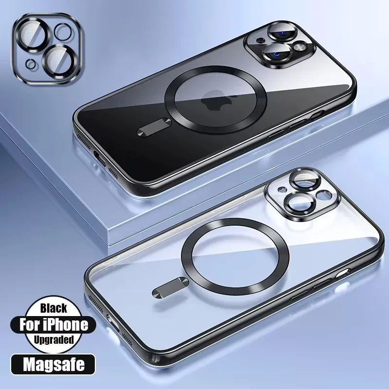 Magnetic iPhone 16 Case with Lens Protection - Slim Shock-Absorbing Cover Black Tidesmit