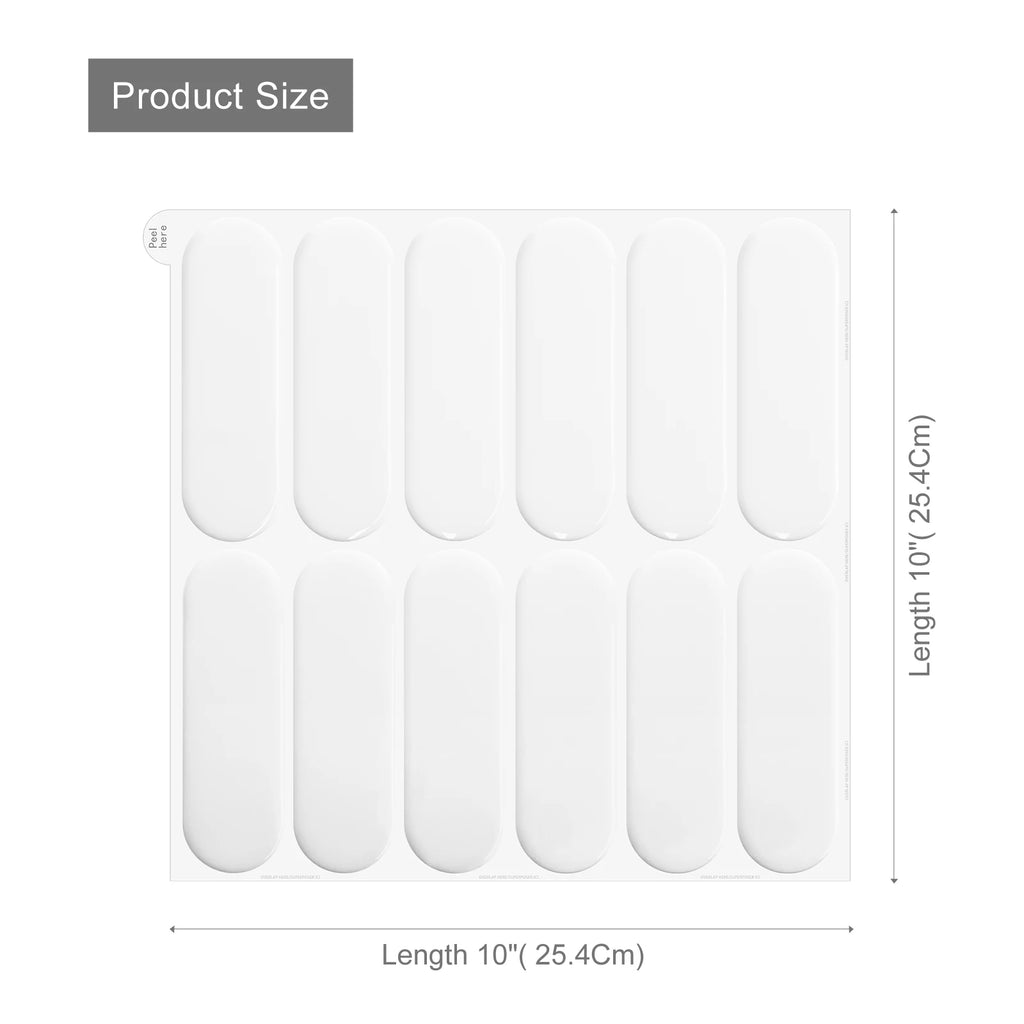5/10/20PCSWhite Oval 3D Peel and Stick Backsplash Tiles, Waterproof Self Adhesive Wall Stickers for Kitchen Bathroom