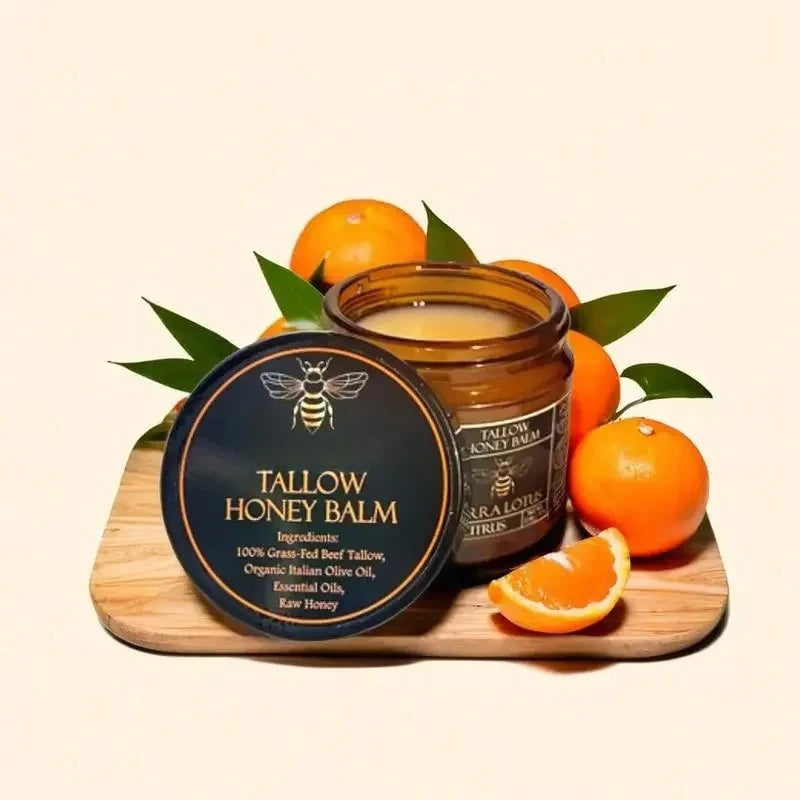 Organic Grass Fed Beef Tallow Balm With Raw Honey Moisturizing Cream For Soft Smooth Skin Handmade All-Natural Moisturizer Skin