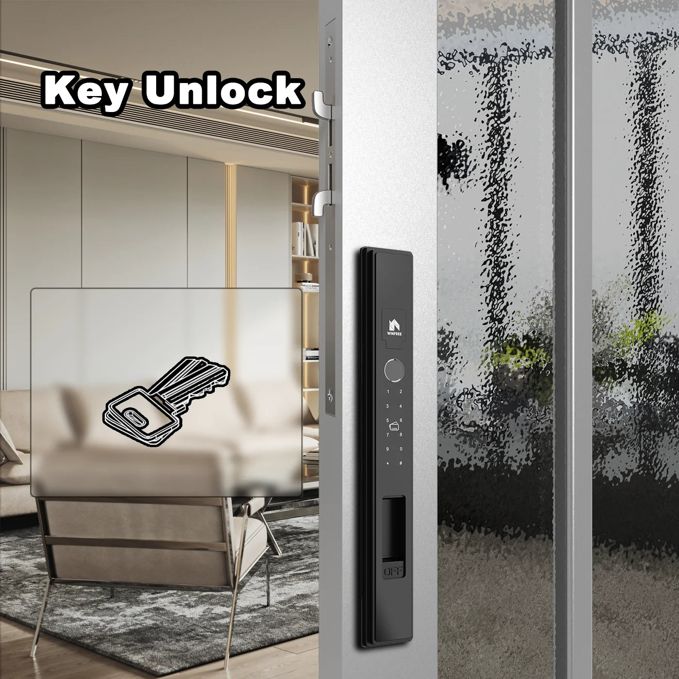 WINFREE Slim Swing or Sliding Door Smart Lock with Fingerprint Passcode Card Digital Tuya Bluetooth Smart Lock