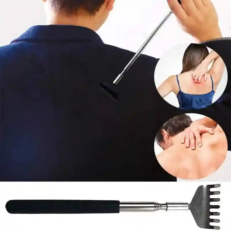 Telescopic Back Scratcher - Durable Stainless Steel Massager - White Back Massage Instrument Tidesmit