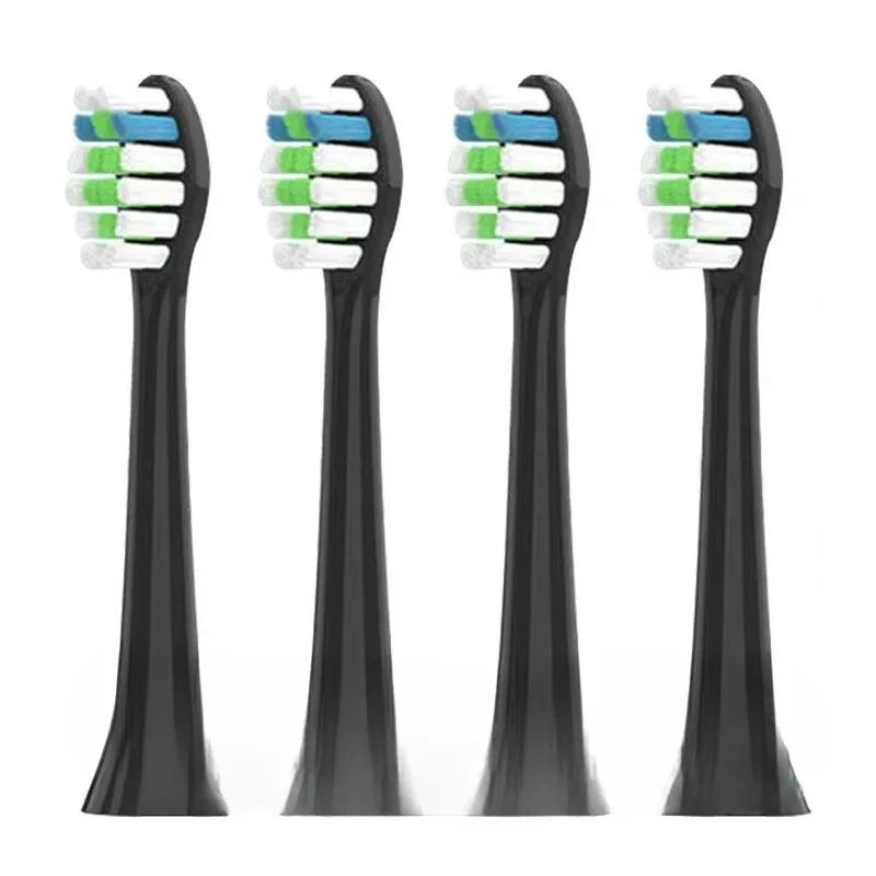 4Pcs Replacement Toothbrush Heads Compatible with Fairywill Electric Toothbrushes Only Fit Model P80 P11 P9 and T9 ,Black,white
