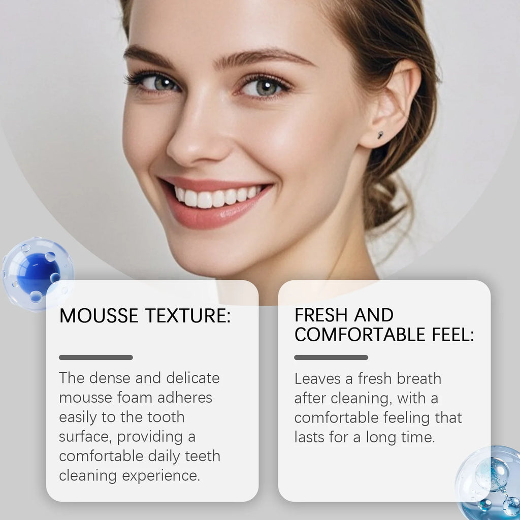 Tidesmit 5D White Foam Toothpaste Mousse for gentle teeth whitening and daily stain removal with mint freshness
