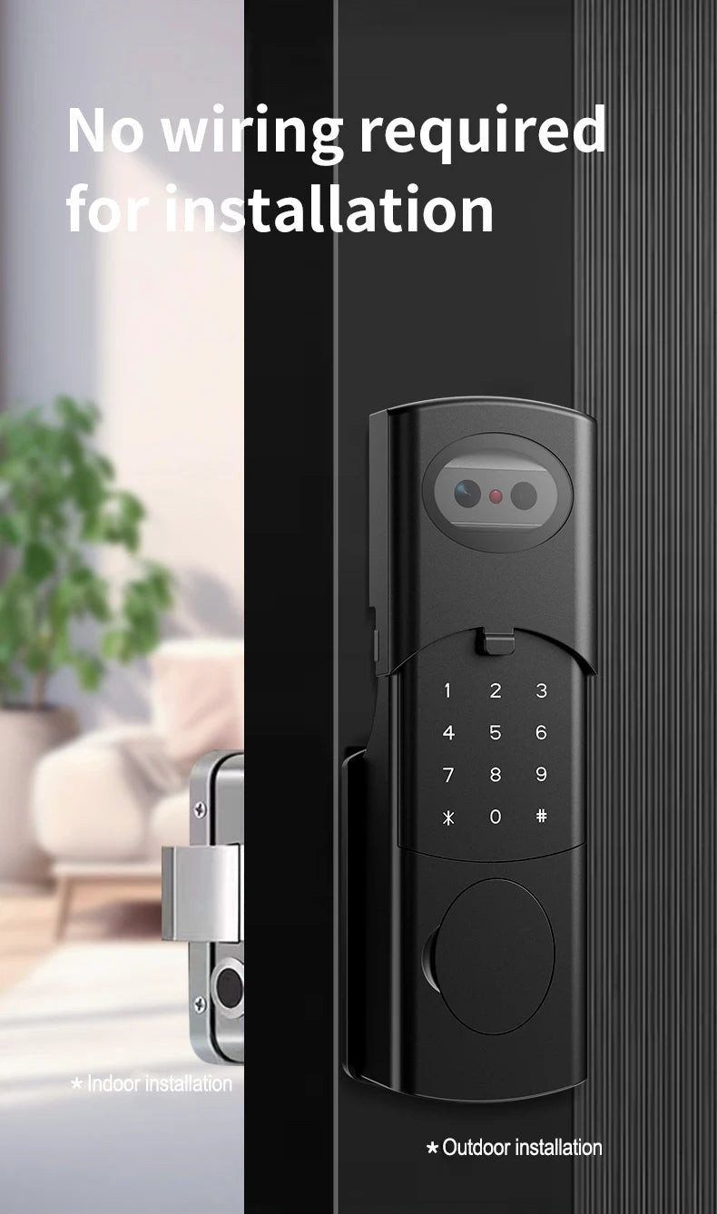 Tuya Smart Outdoor Waterproof Door Lock with Face Recognition Video Intercom RFID Card Password Electronic Lock for Iron Door