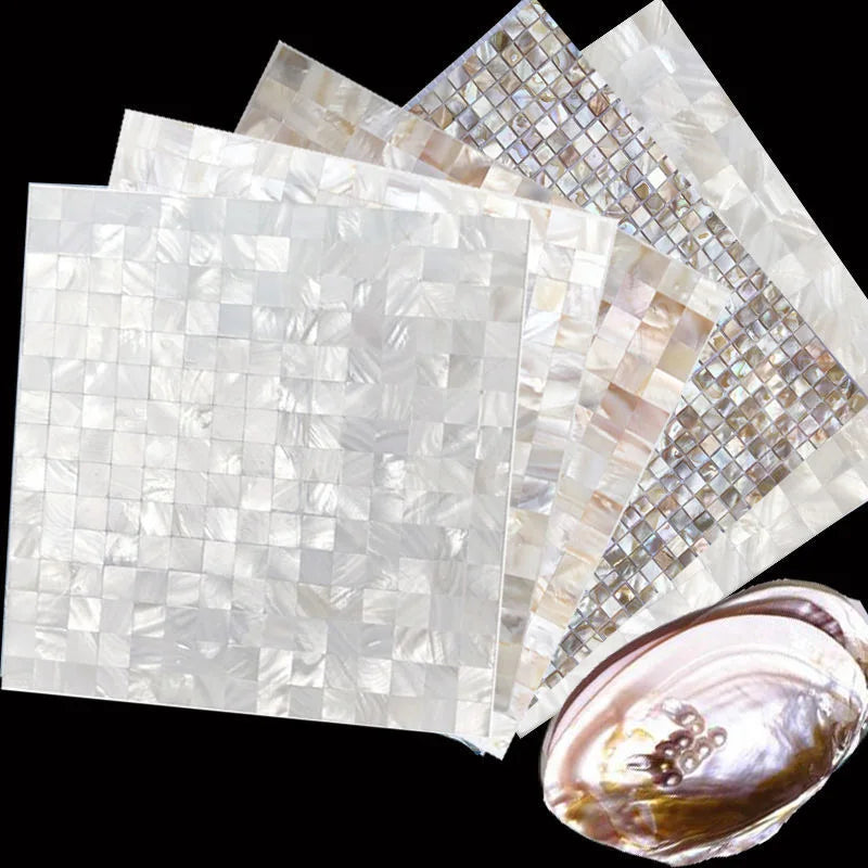 30x30CM Natural Shell Mosaic Tiles Sheet Mother of Pearl Wallpaper Tile Sticker Kitchen Backsplash Bathroom Shower Decorative