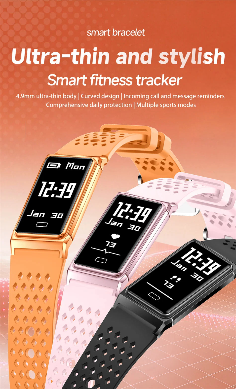 New Call Reminder Smart Watch Men Women Sports Fitness Tracker Smart Bracelet IPX8 Waterproof Heart Rate Sleep Monitor Pedometer