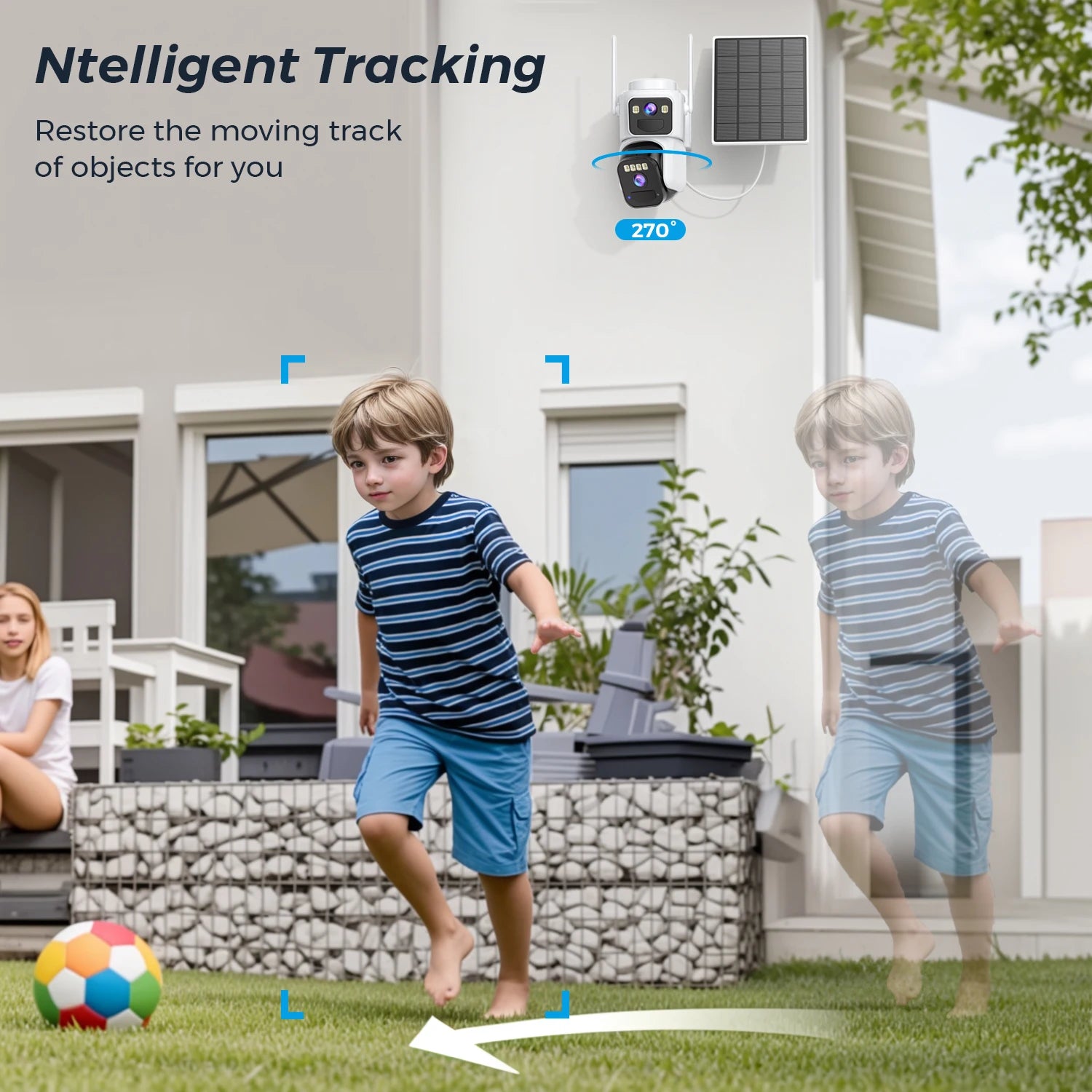10MP PZT Solar IP Camera WiFi Outdoor 5K HD Dual Lens Home Security Camera Built in Battery Solar Panel and AI Person Detection