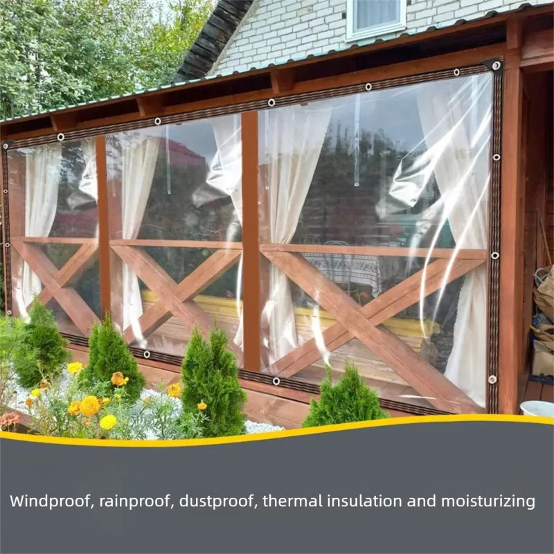 1PC Transparent Rainproof Shading Cloth Tarpaulin Hemming Punching Greenhouse Film Rain Cloth Windproof Plastic Insulation Film