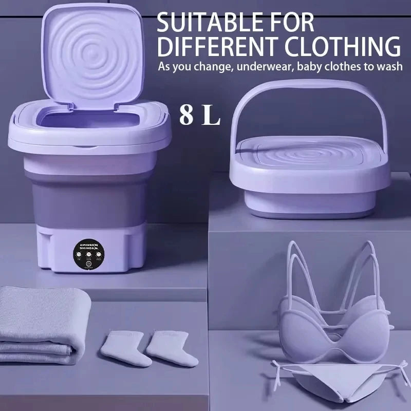 Tidesmit 8L portable foldable mini washing machine with spin dryer basket for delicate underwear and socks, angle 6