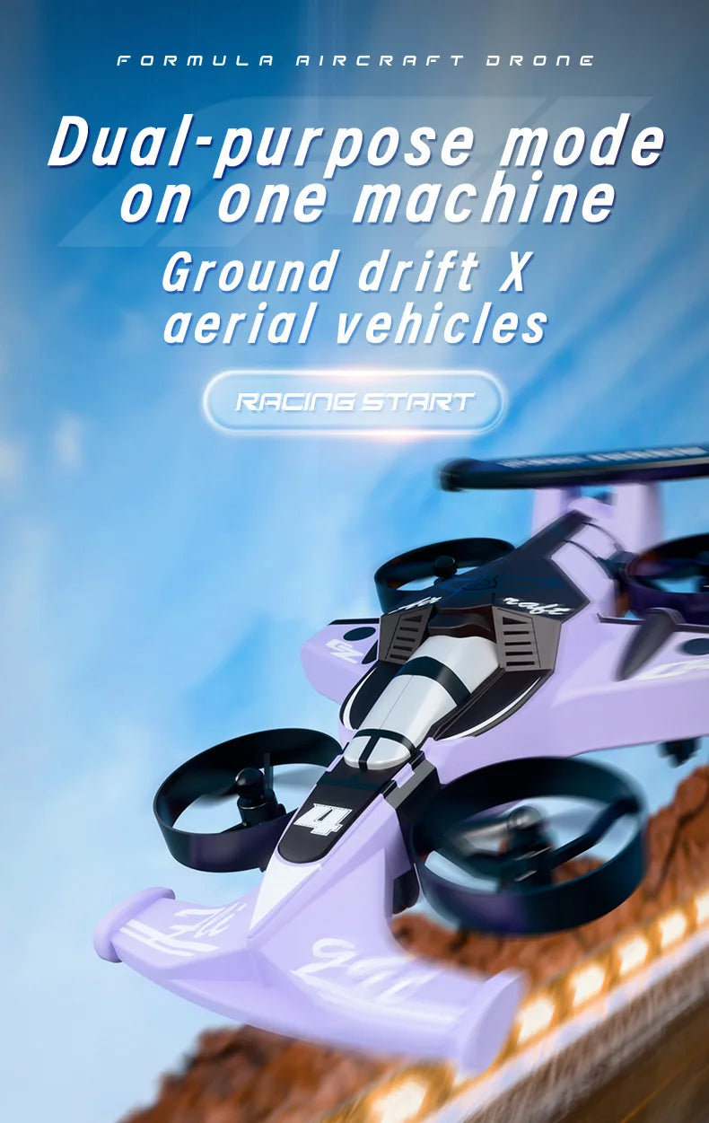 Remote Control Drone Car 2-in-1 Flying Vehicle - White, Green, Purple Tidesmit