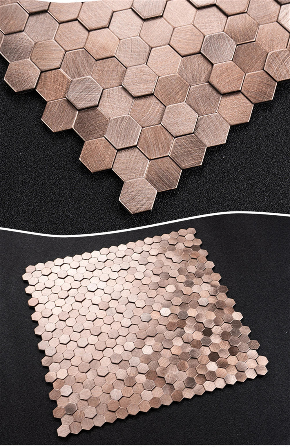 Luxury Metal Stainless Steel Wall Mosaic 3D Bathroom Mosaic Tile Aluminum Hexagon Mosaic Background Wall Sticker Self-adhesive