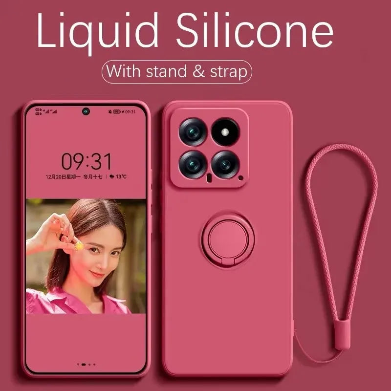 Magnetic Silicone Phone Case for Xiaomi Redmi with Kickstand Red Tidesmit