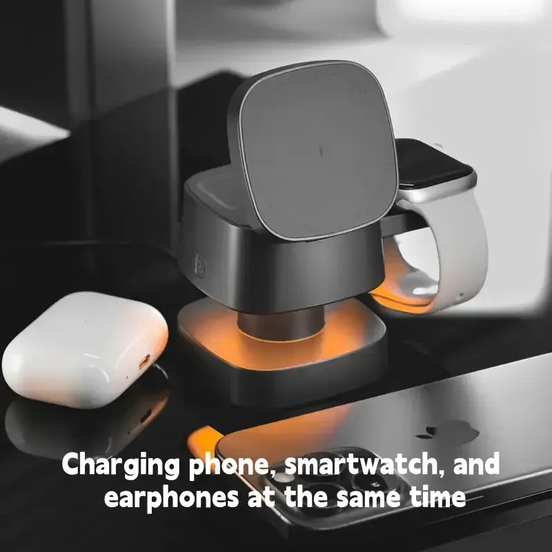 3-in-1 Wireless Charger for iPhone, Apple Watch & AirPods - Qi Certified Tidesmit