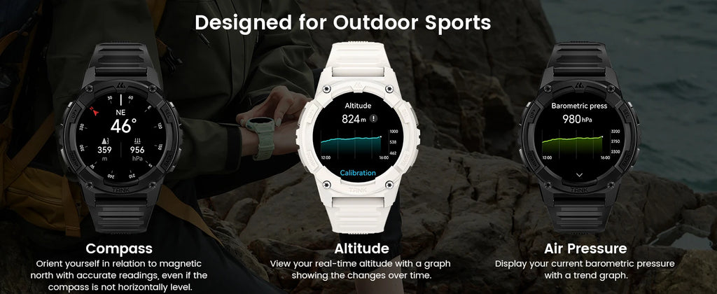 KOSPET TANK S2 GPS Smart Watch For Women Compass Altimeter Barometer Bluetooth Call AI Voice AMOLED IP69K Waterproof Smartwatch