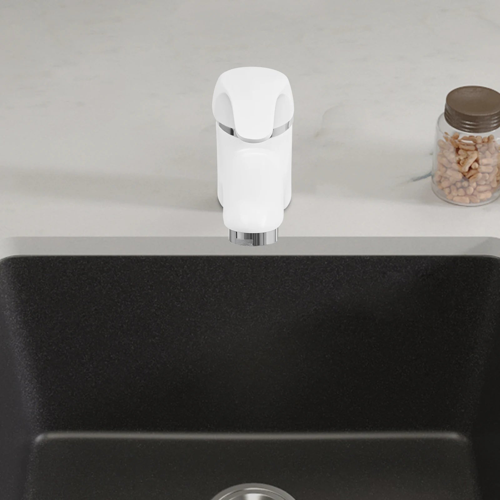 Modern Single-Handle Faucet Brass Deck Mounted 3/8'' Single Hole Sink Mixer Tap Ceramic Valve Core Honeycomb Aerator