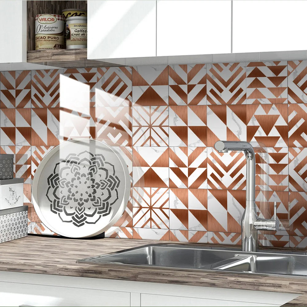 10pcs Crystal Tile Wall Stickers Self-Adhesive Kitchen Tiles PVC Backsplash Stickers Peel and Stick Bathroom Faux Stone Effect