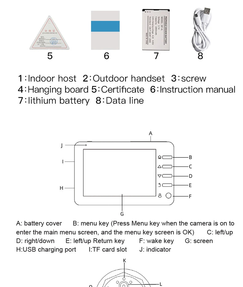 4.3 Inch HD Display Visual Peephole Video Doorbell 145 Degree Angel 1 Megapixel Camera PIR Motion Detection Night Vision Cat Eye