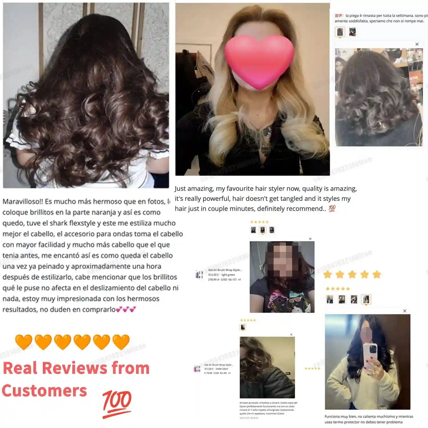 6-in-1 multi hair styler set with auto-curling barrels and hot air brush attachments for versatile professional styling.