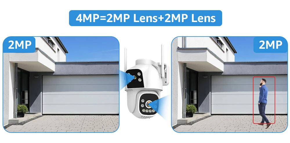 4MP 4G Wifi Surveillance Camera AI Auto Tracking Color Night Vision Two Way Audio Outdoor Dual Lens Dual Screen PTZ Security Cam