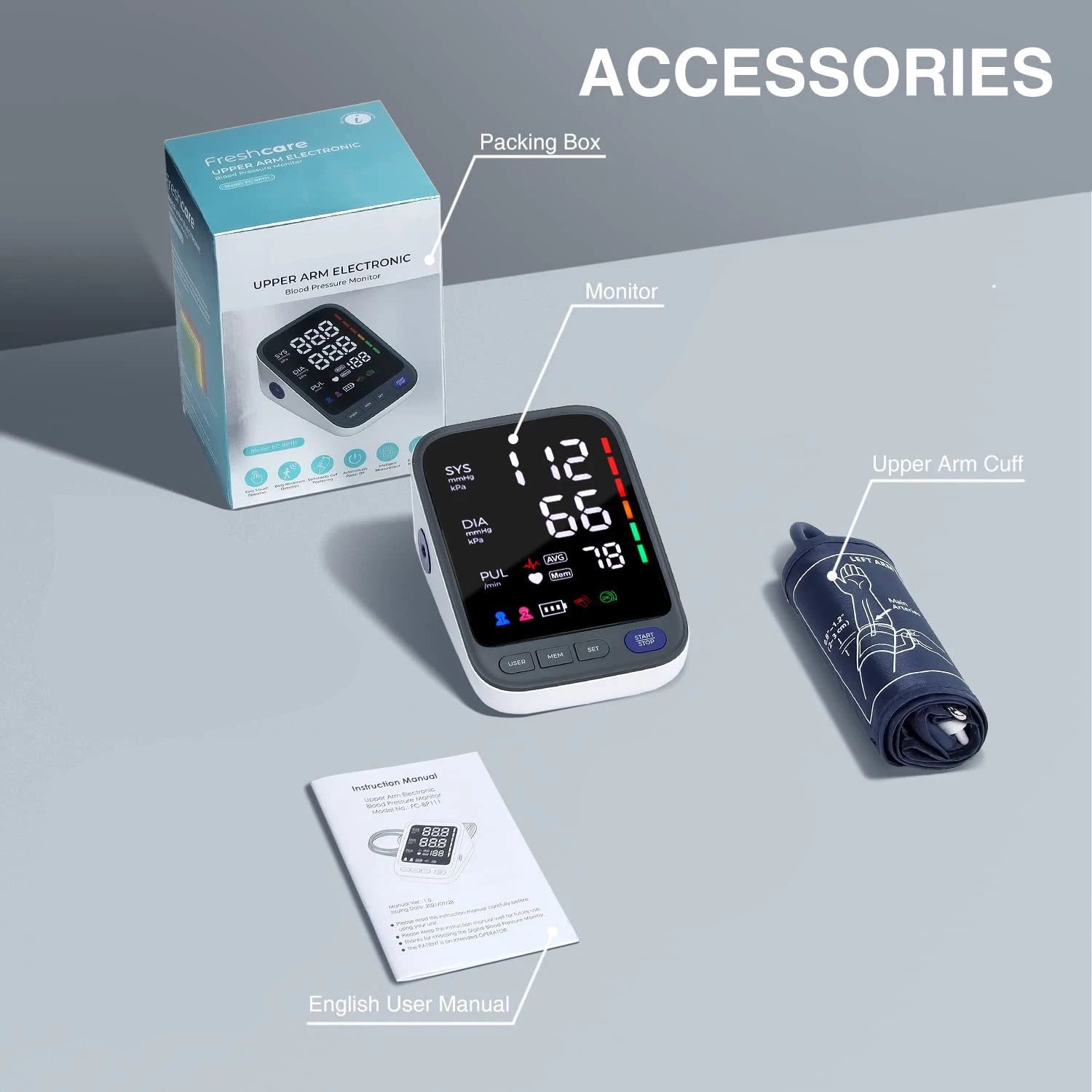Kingclinic Blood Pressure Machine, Automatic Digital Upper Arm Blood Pressure Monitor with Adjustable Large Cuff
