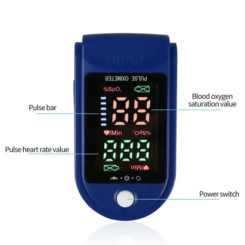 Finger Oximeter Digital Fingertip Pulse Oximeter Blood Oxygen Saturation Meter Finger SPO2 PR Heart Rate Monitor Health Care