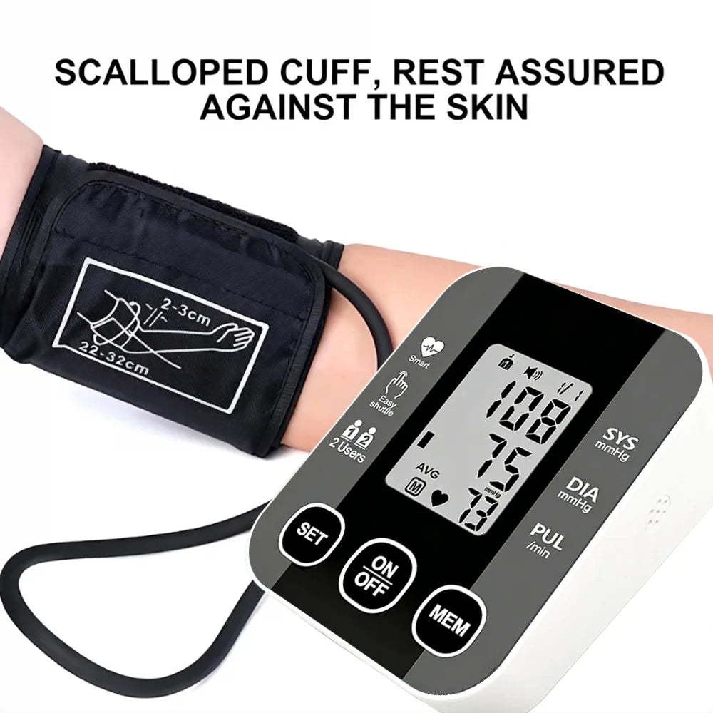 Arm Blood Pressure Meter Digital 36cm Cuff Automatic Pressure Tonometer Medical Tensiometer Heart Rate Pulse Meter BP Monitor