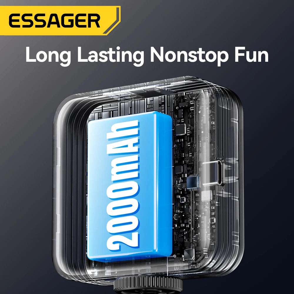 Square power bank with transparent casing, internal circuitry, and a prominent blue 2000mAh battery block.