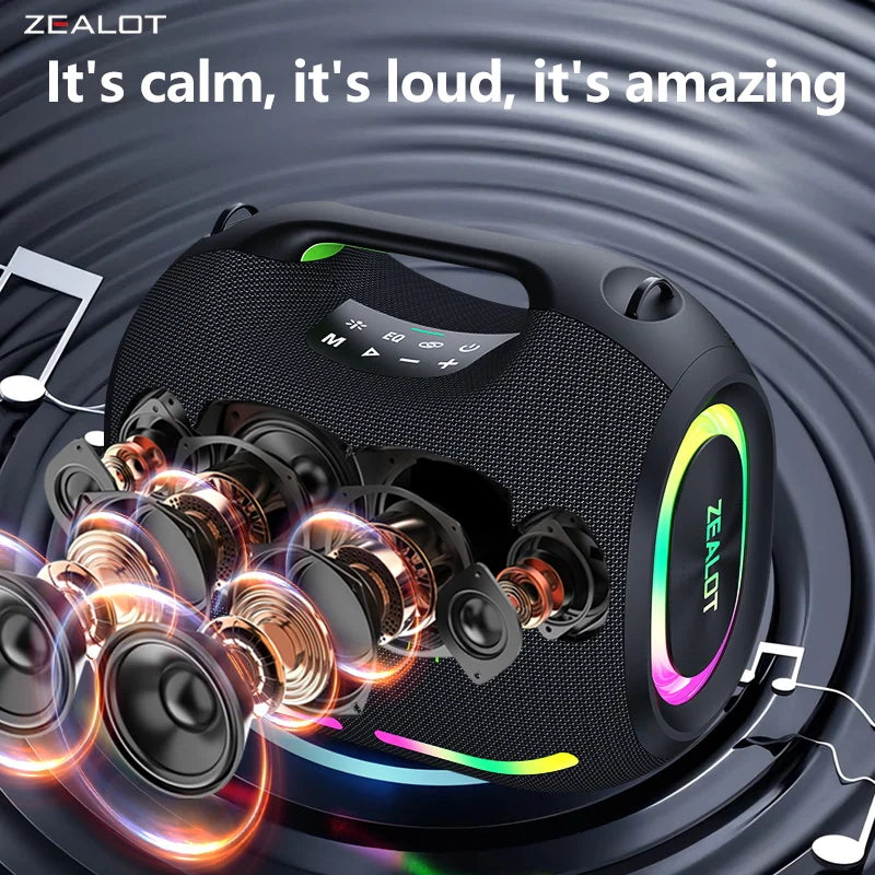 ZEALOT-ZE01 300W Big Power Wireless Speaker TWS Subwoofer Bluetooth Speaker High Volume Waterproof Portable Mobile Power HIFI Sound Qual Ultra-Long Battery Life