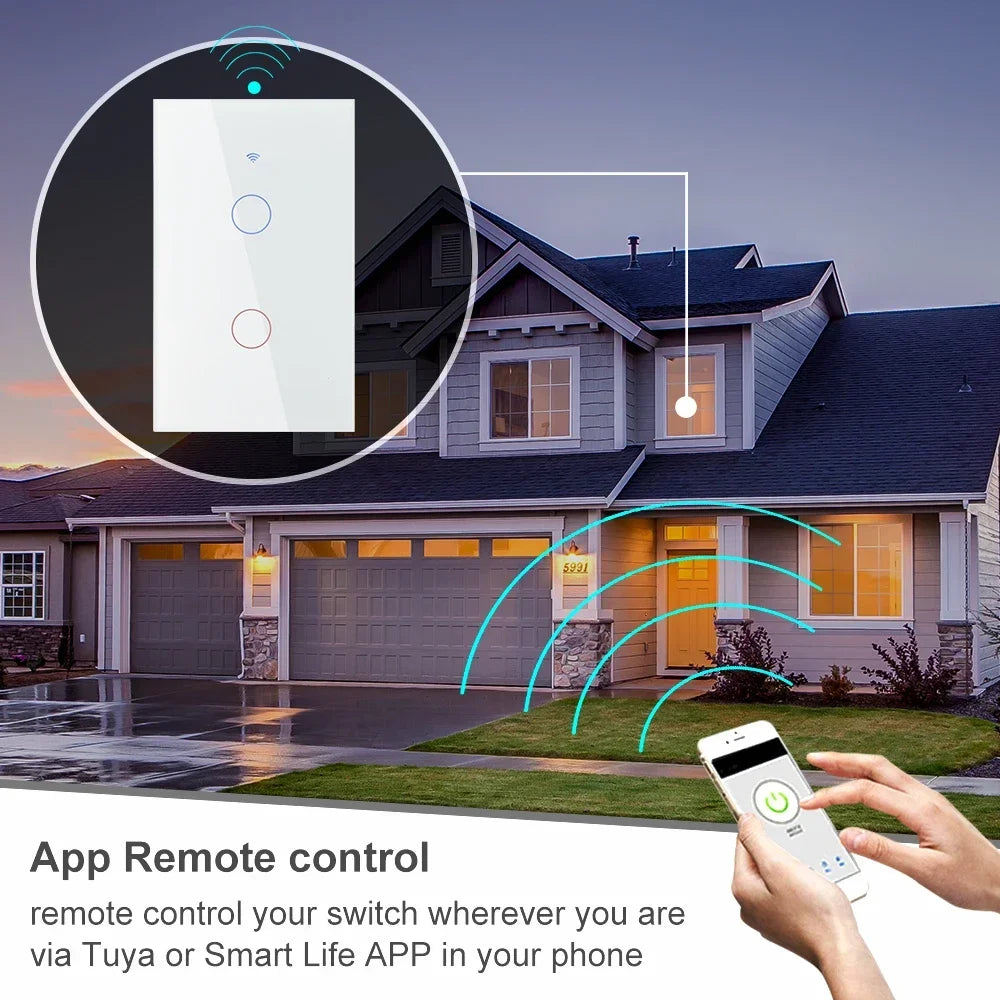 433 MHz WiFi Tuya Smart Remote Control Touch Light Switch RF for Lights Australia US BR IL Alexa 220V With No Null 1 2 3 4 Gang