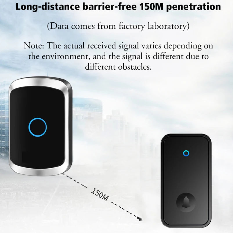 Self Powered Waterproof Wireless Doorbell Smart Home Without Battery Doorbell With Ringtone 150M Remote Receiver Bell