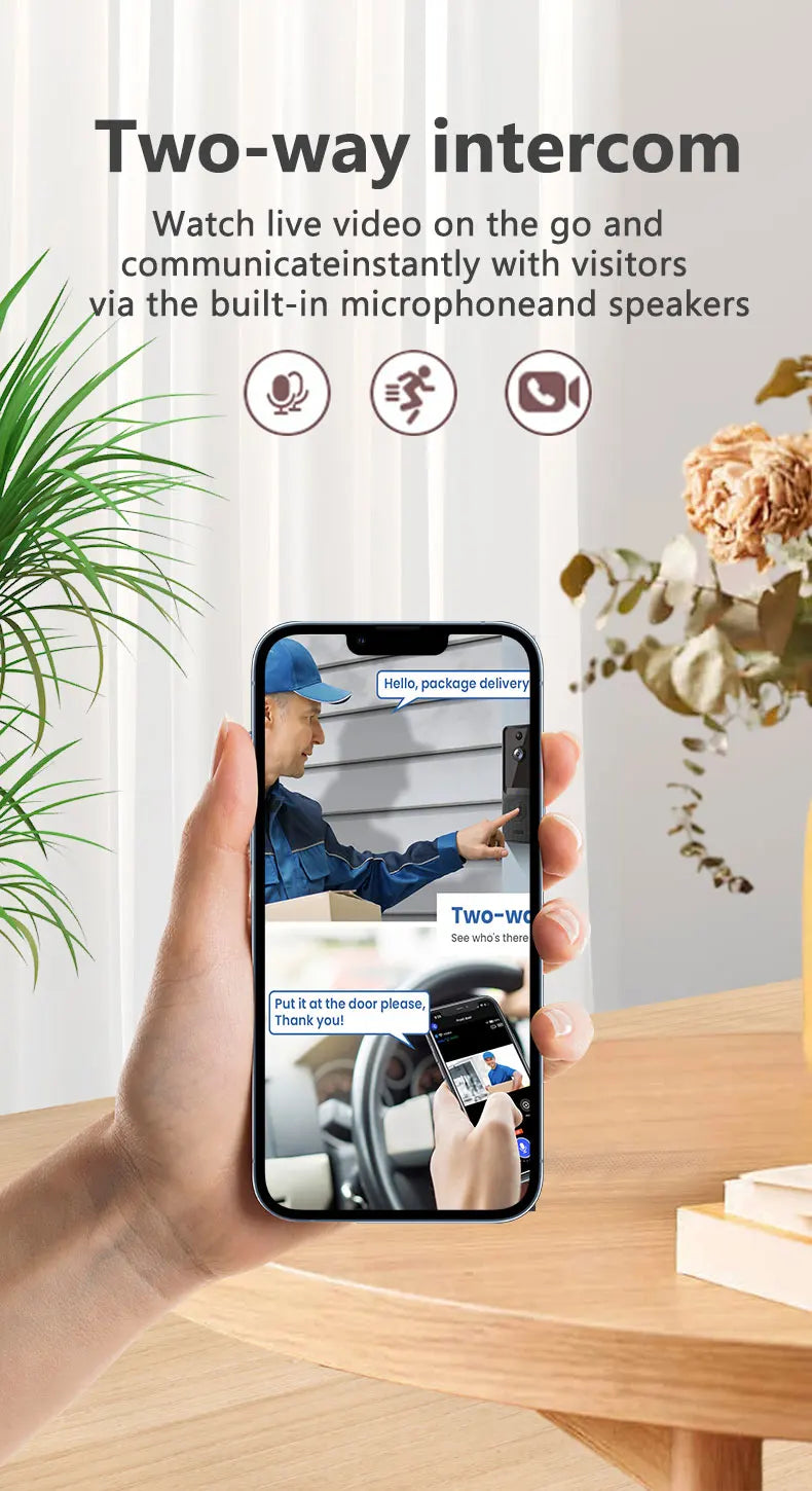 720P Aiwit APP WiFi Doorbell Low Consumption Battery Power Visual Door Peephole Video Eye Night PIR Home Security Doorviewer