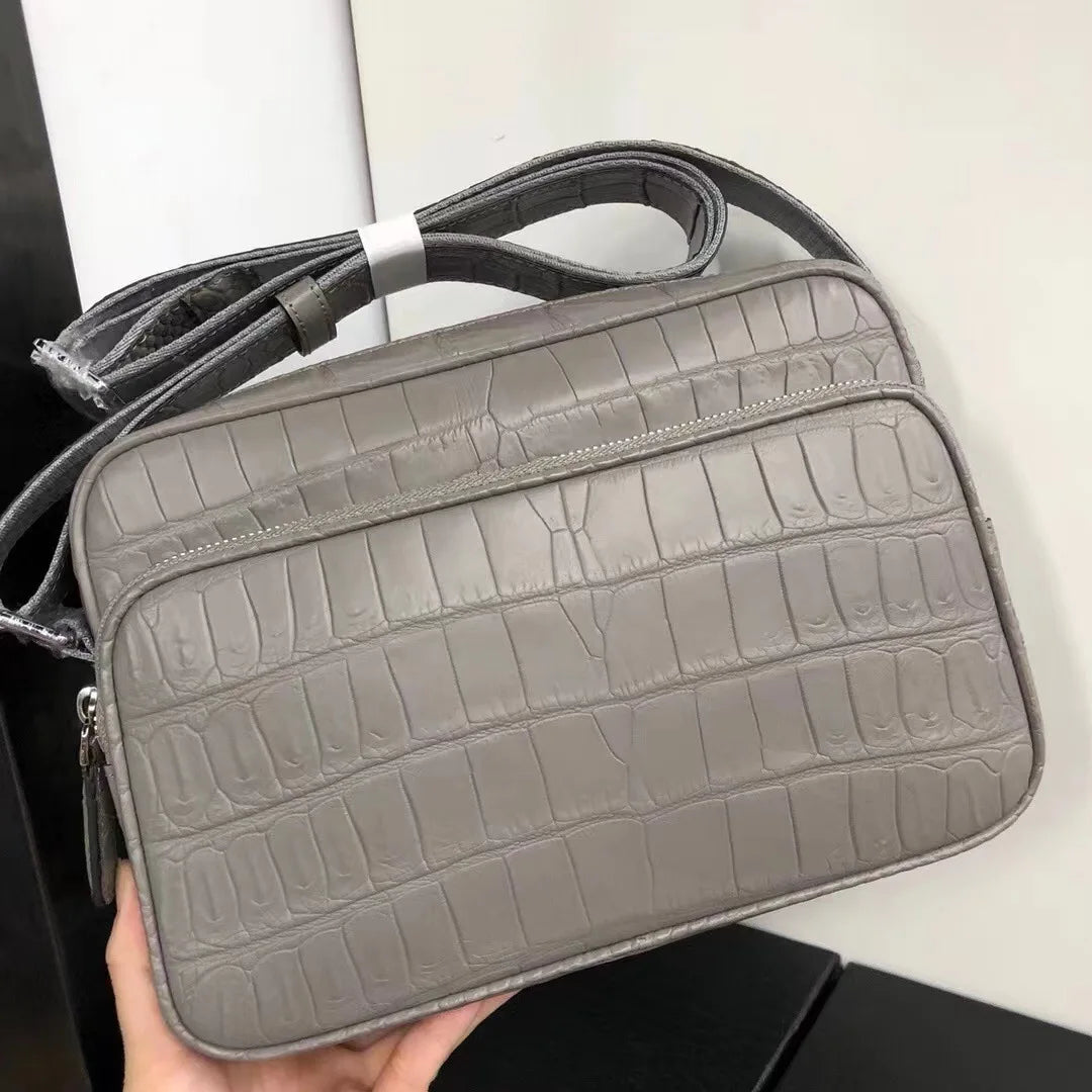 2022 New Designer Belly Crocodile Skin Men's Shoulder Bag Fashion Men Real Crocodile Bag High Quality Large Capacity Male Bag 45