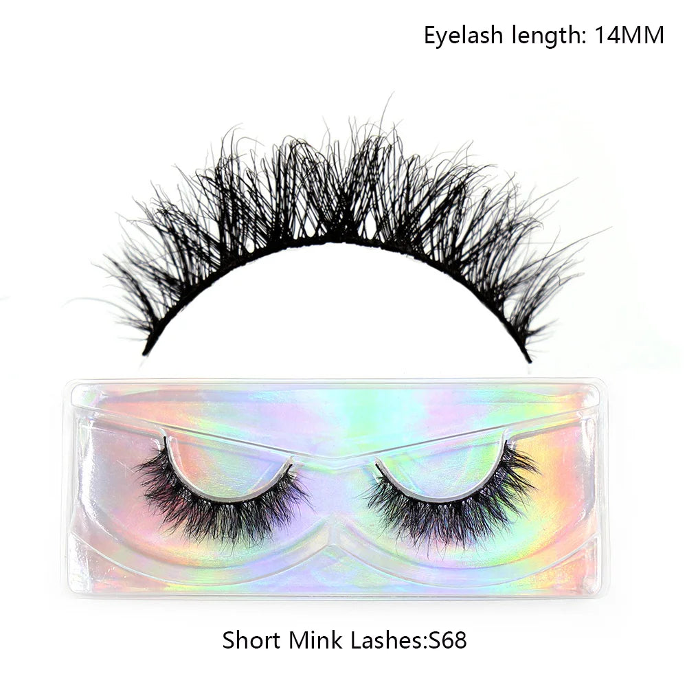 Tidesmit 3D mink lashes 12mm-15mm short wispy false eyelashes detail view for natural fluffy eye makeup look