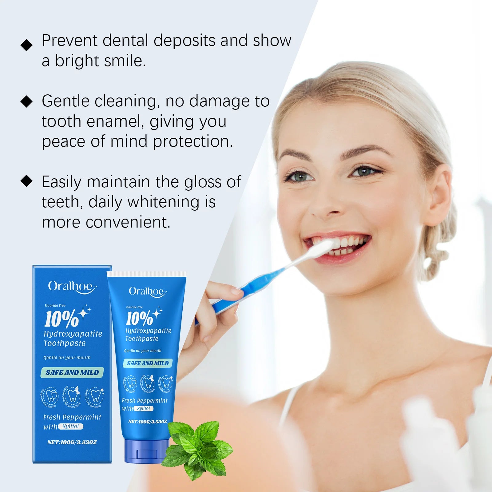 Tidesmit hydroxyapatite whitening toothpaste for sensitive teeth and stain removal from coffee or tea