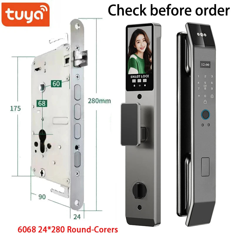 Tuya 3D Face Real-time Intercom Smart Door Lock Biometric Electronic Security Camera Intelligent Fingerprint Password Key Unlock