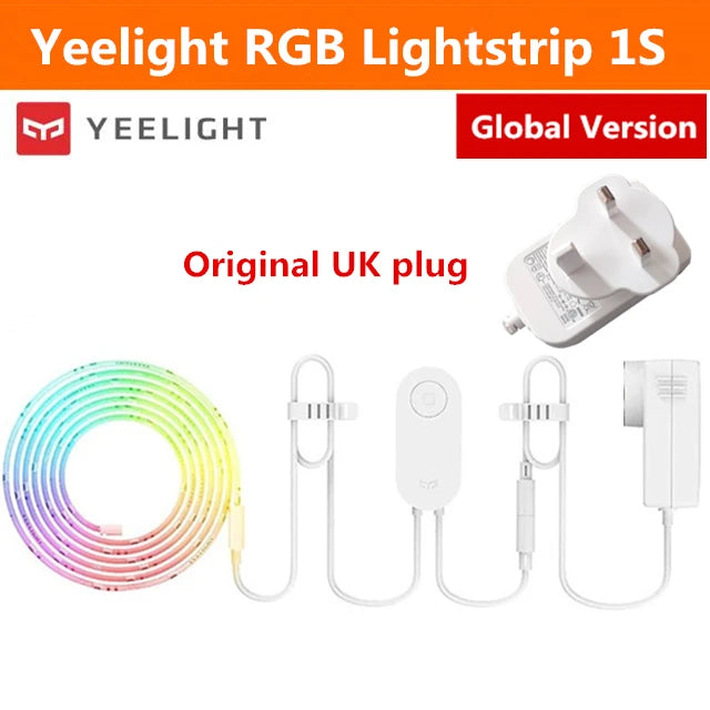 Yeelight RGB LED light strip kit with UK plug, controller and power supply