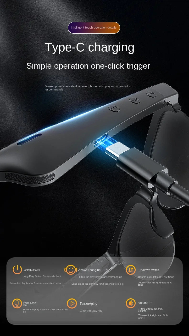 Smart Bluetooth Audio Glasses - Open Ear Spatial Sound for Mixed Reality Tidesmit