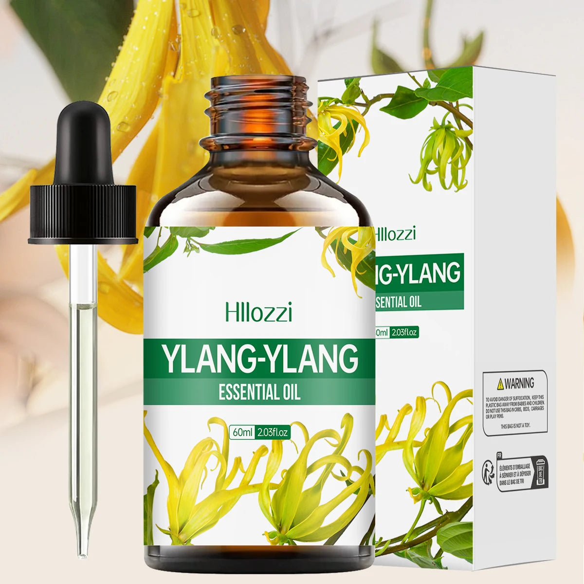 Ylang ylang essential oil is used for skin care, massage, bathing, and is suitable for face, body, nails and hair.