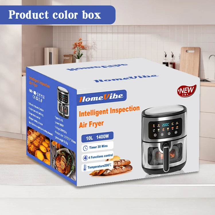 10L Smart Visual Air Fryer Electric Digital Deep Air Fryer Commercial Household Smart 10L Without Oil Air Fryer Oven
