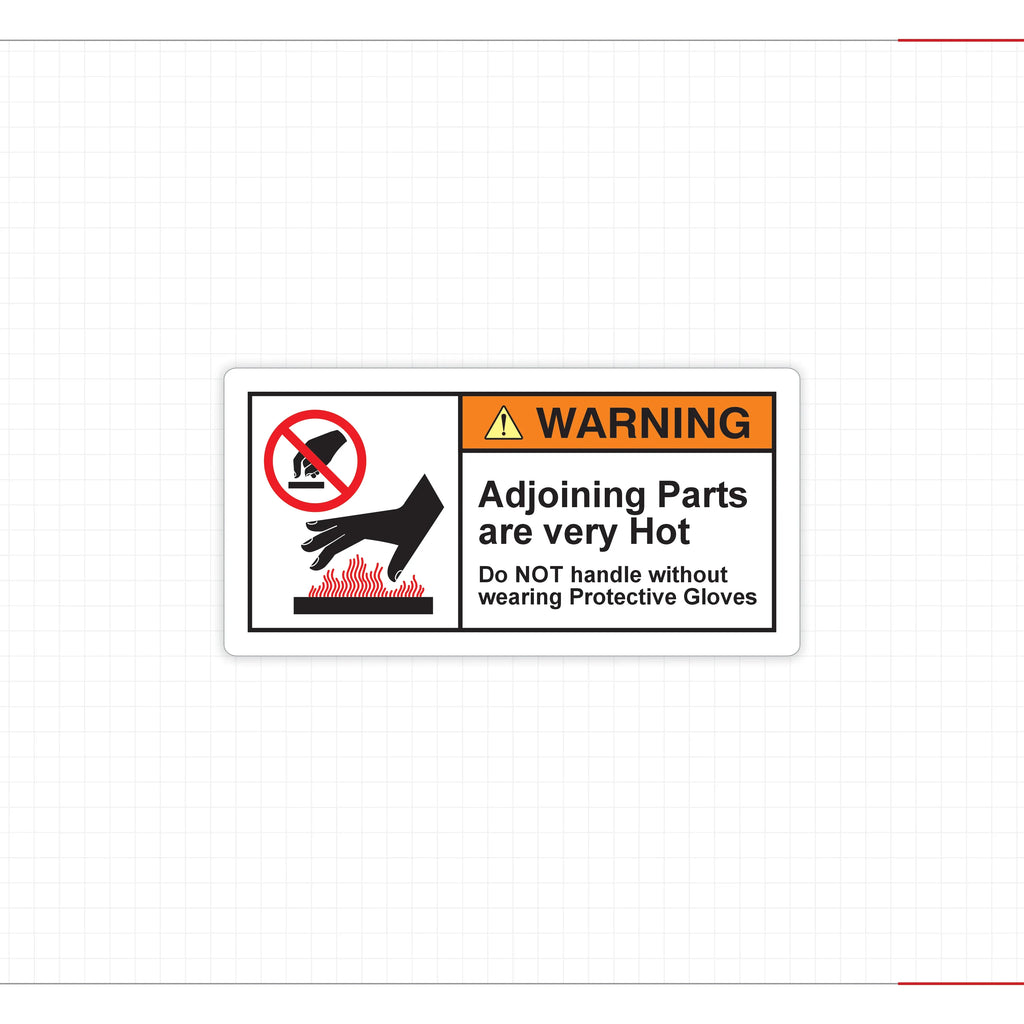 Warning Hot Surface Safety Decal Wear Protective Gloves ANSI ISO Compliant - Angle/Detail 3