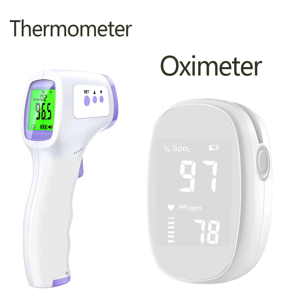 Forehead Digital Thermometer Non-Contact Infrared Medical Temperature Fever Thermometer Body/Pulse Oximeter for Baby Adults