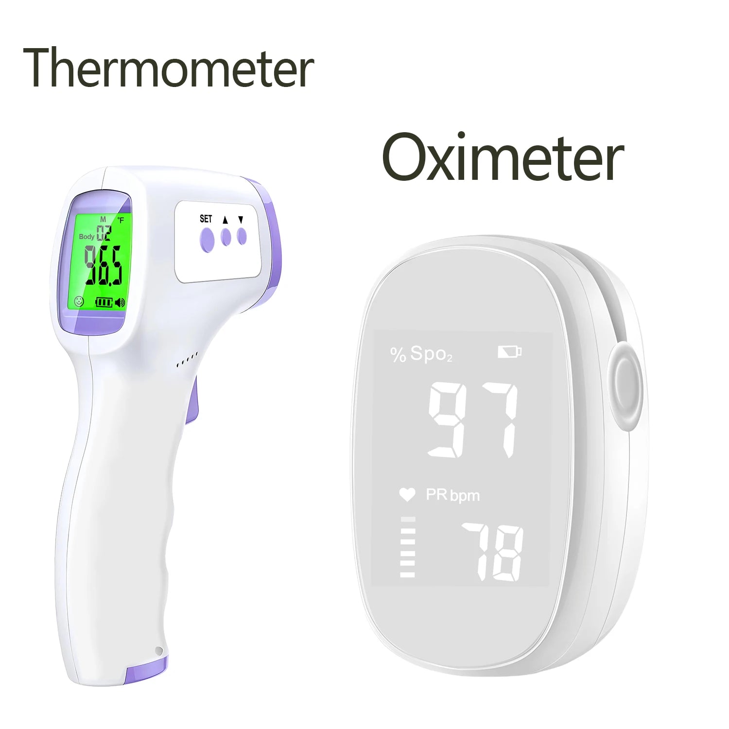 Forehead Digital Thermometer Non-Contact Infrared Medical Temperature Fever Thermometer Body/Pulse Oximeter for Baby Adults